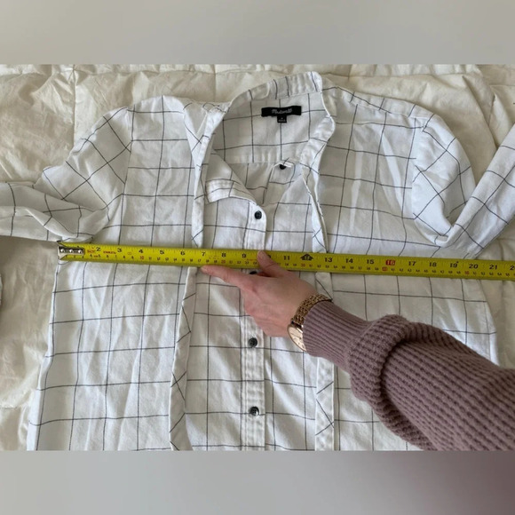 MADEWELL Cotton Flannel Boxy Fit  Button Up Striped Shirt Size M - Picture 10 of 11
